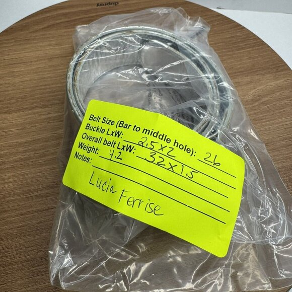 Lucia Ferrise Italian Silver Leather Belt Decorative Buckle Size 26 - Picture 7 of 8